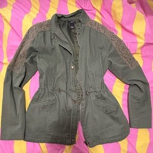 Olive Green Cargo Military Jacket